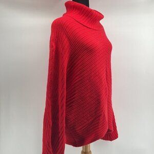 ANTHROPOLOGIE Moth red sweater wide sleeves soft event holiday striped sz small